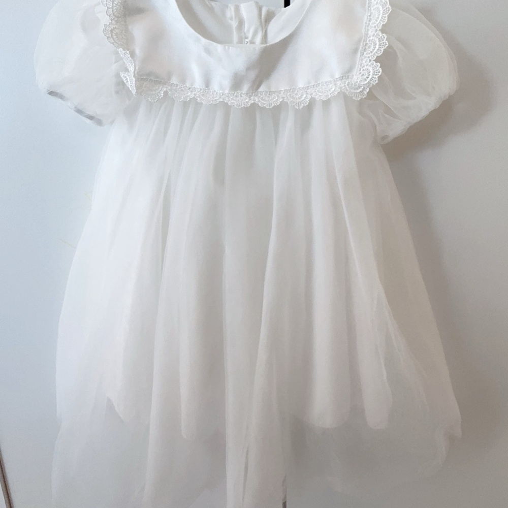 Elegant White Lace Baby Dress